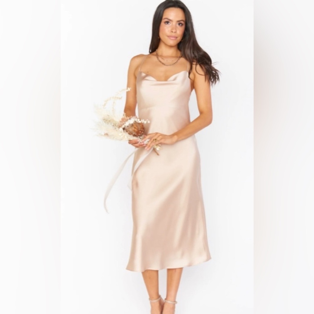 Show Me Your MuMu Verona Cowl Dress Champagne Luxe Satin Gold